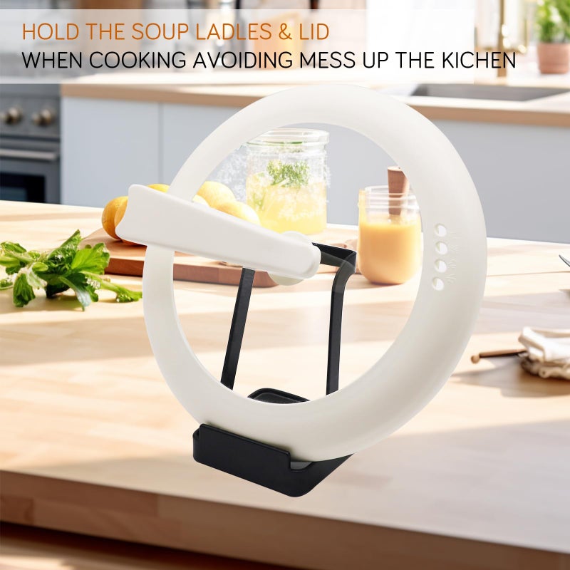 vocheer Pot Lid Holder, Stainless Steel Kitchen Organizer Rack Spoon Rest Rack Holder-Lid Stand for Utensils in Kitchen, Black - Image 2